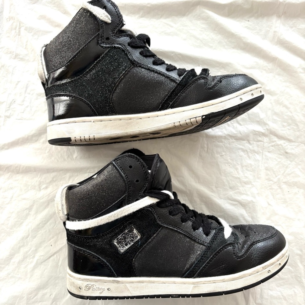 Pastry Glam pie Glitter black high tops sneakers leather SZ 6.5 Worn Twice